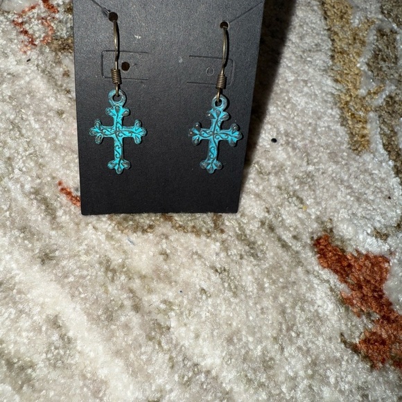Turquoise Cross Earrings - Picture 4 of 5